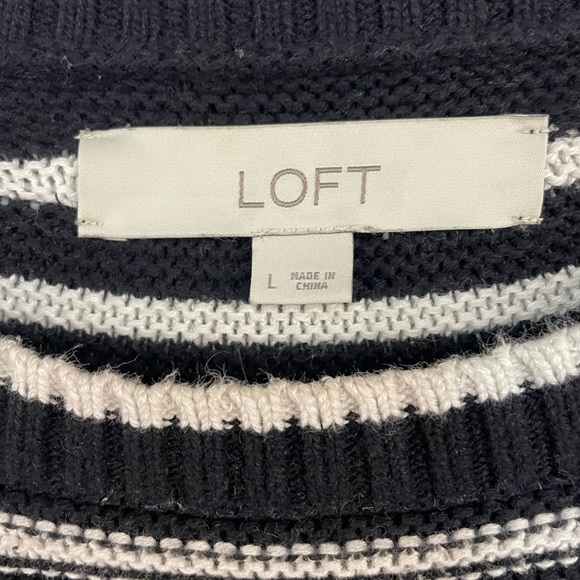Loft Cotton knit sweater, black and white with the cutest seams. Womens Large. - Picture 6 of 6